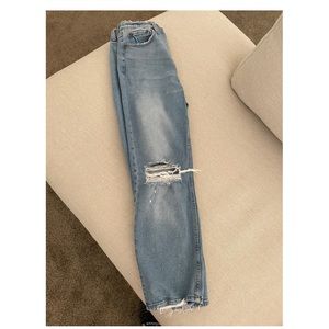 Ultra high rise ankle straight jeans